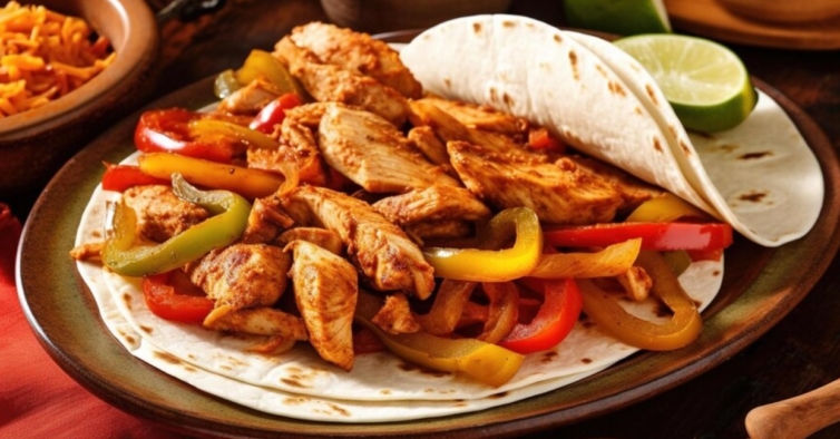 A Receita De Fajitas De Frango Para Servir Num Jantar Mexicano Em Casa ...